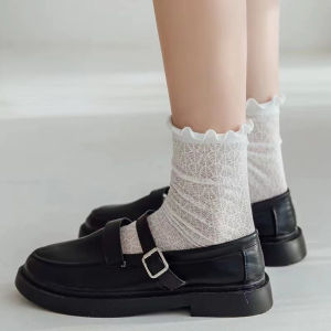 🔥Nadines🔥ถุงเท้าลูกไม้กลวงสำหรับผู้หญิง สไตล์เกาหลีเชื้อรา ถุงเท้า jk ระบายอากาศแบบบางในช่วงฤดูร้อนราคาส่ง