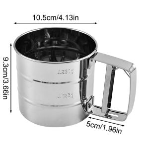 1pc Stainless Steel Flour Sifter For Baking Powder Sugar Shaker With Hand Press Design Fine Mesh Flour Sifter Sieve