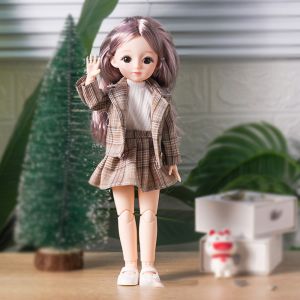 IBRATE 1/6 SD 30cm Bjd Doll with Clothes Long Hair Attractive Eyes Princess Makeup Ball Joint Doll Baby Doll Anime Princess Dress Up BJD Dolls Girl Gift
