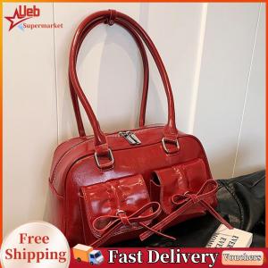 [Ueb]Casual Women Shoulder Bag with Bow PU Leather Crossbody Bag for Daily Outings and Work Commuting