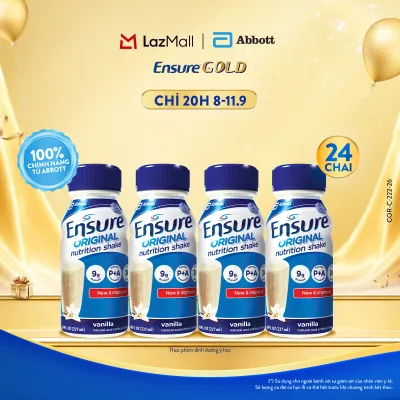 [CHỈ 20H 08-11.9 GIÁ TỐT MUA NGAY-SLCH] Thùng 24 Chai Sữa Nước Ensure Abbott Hương Vani 237ml