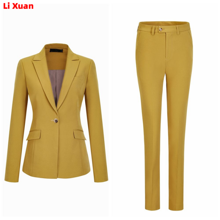 Spring Formal Ladies Korean Women Blazer Business Suits with Sets Work Wear Office  Uniform Pants Jacket 2 Piece Set 5XL 6XL