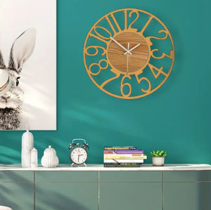 【COD】HOL Modern Minimalist Creative Iron Wood Roman Wall Clock 16 Inch Room Iron Decorative Wall Clock