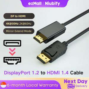 4K DisplayPort to HDMI Cable DP to HDMI 4K 30Hz One-Way Display Connection for PC to Monitor TV