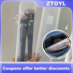 【ZTOYL】 Makeup Brush Organizer Transparent With Cover Eyebrow Pencil Boxes Portable Women Cosmetic Storage Organizer Makeup Tools