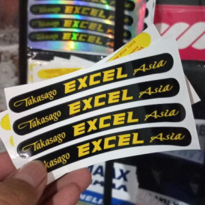 STICKER STIKER VELG TAKASAGO EXCEL ASIA PRINT HITAM HIJAU STABILO BERKUALITAS ORI