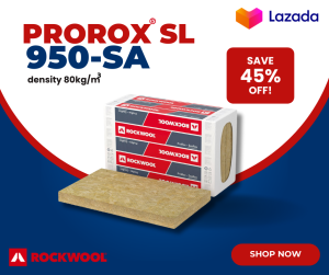 ฉนวนใยหินร็อควูลแบบแผ่น ฉนวนกันความร้อน ROCKWOOL รุ่น ProRox SL 950-SA หนา50mm ฉนวนทนความร้อนสูง สินค้าพร้อมส่ง
