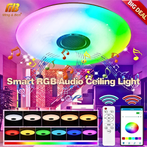 JAYA Lampu Plafon langit - langit LED RGB Ceiling Light Speaker Bluetooth Super full bass 36W 32 cm