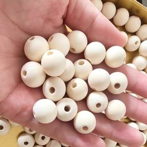 Hạt gỗ 14mm Hạt gỗ tròn tự nhiên hạt gỗ lỗ hạt gỗ xâu thủ công bán sỉ. diy Phụ kiện trang trí văn vật