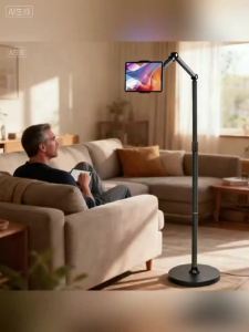 66“ Floor stand articulating arm with adjustable Minimalist Design Space-Saving Highly FlexibleFor Watching/Stream/Recording ON Bed&Couch for iPad Pro 12.9”/Kindle/iPhone4.5-13” Tablet/Phone
