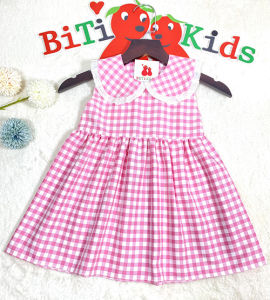 Đầm bé gáiváy trẻ em kẻ ca rô phối ren siêu xinh cho bé BITIKIDS size 0-8 tuổi.