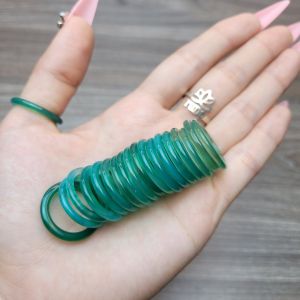 Q564 Nhẫn Ngọc Agate Xanh Đậm Mộc và Hoả - Phong Thuỷ TUDO P