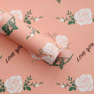 Kertas Buket Bunga Motif Rose Mawar Flower Wrapping Bouquet Pattern Rose Cellophane KB070