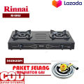 Harga Promo RINNAI Kompor Gas 2 Tungku RI-202S Bahan Sangat Kuat Hitam Teflon SI API BIRU SUPER AWET. 