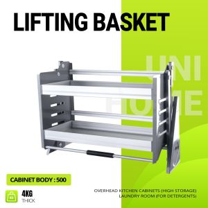Kitchen Overhead Cabinet Lifting Basket Double Layer Storage Rack Kitchen Hardware Organizer