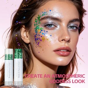 YOUYO Long-Lasting Shine Body and Facial Glitter Mermaid Shimmer Thick Body Art Painting Cosmetics Sequins Gel Glitter Stick Holiday