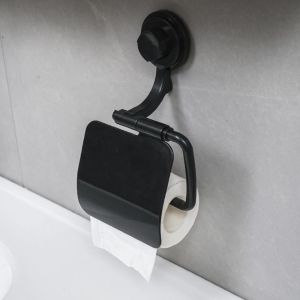 ZGNAY MALL Waterproof Toilet Paper Holder Black amp White ABS Material Non-drilling Suction Cup Holder Repositionable Sturdy Plastic Bathroom Roll Paper Holder Bathroom