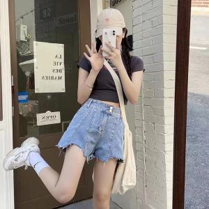 Kaykai\_Shop 🌟 พร้อมส่ง บริการร้อนใหม่ 2065 ขาสั้น เกาหลี ส่งเร็ว ฤดูร้อนใหม่กางเกงยีนส์เอวสูง ขา 2065