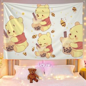 Cute Winnie the Pooh ins Wall-hanging backdrop fabric for student dormitory bedside room bedroom hanging cloth tapestry