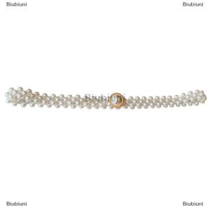 [COD] Biubiuni Ngọc trai lớn chuỗi eo của phụ nữ vành đai đàn hồi với kim cương trang trí tất cả các trận đấu váy thời trang giản dị thiết kế sang trọng tráng Gothic