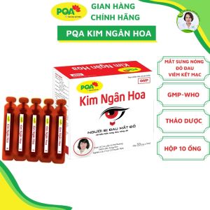PQA Kim ngân hoa Hỗ trợ thanh nhiệt giải độc giúp giảm các biểu hiện mắt đỏ sưng đau viêm kết mạc.