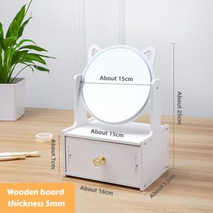 Cosmetics storage box with mirror table drawer dust-proof shelf for cosmetics and skincare products