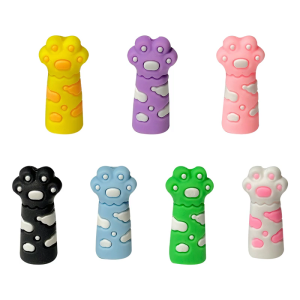7ชิ้นซิลิโคนดินสอฝาครอบป้องกันแมวเล็บดินสอหมวกมือจับส่วนต่อขยายดินสอสำหรับนักเรียนศิลปิน