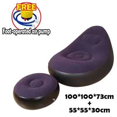【Free Air Pump】2-in-1 New Lazy Inflatable Sofa Chair with Thickened PVC Bean Bag Chair Tatami Bean Bag Sofa