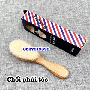 Barber Chổi phủi tóc Barber MS059 cao cấp cán gỗ sang trọng kích thước 18cm x 8cm lông quét 2cm phù hợp cho tiệm tóc và Barbershop