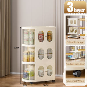 58CM Pintu Cabinet Dapur 3/4/5/6 Layers Storage Foldable box Transparent Stackable Storage Kitchen Cabinet Drawer
