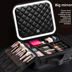 Full Screen Lighted Makeup Organizer with Spacious Design Travel-Friendly Portable Cosmetic Case