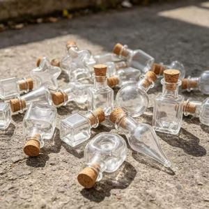 50Pcs Mini Cute Transparent Wishing Bottle With Wooden Stopper Small Glass Bottle Pendant Perfume Bottle Mobile Phone Charm