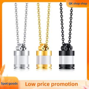 ✨QK shop✨ Clear Hollow Fillable Glass Tube Necklaces for Women Men Urn Cremation Memorial Jewelry Keepsake Pendants