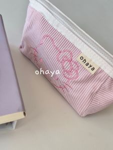 OHAYA | D147 hello kitty Corduroy Pen Case simple ship shape pink pen bag Stationery Cosmetic Storage Bag