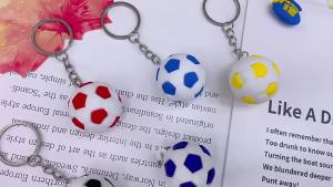 World Cup Football Keychain Figurine Pendant Black and White Elastic Small Soccer Ball PVC Keychain accessory with elastic ball