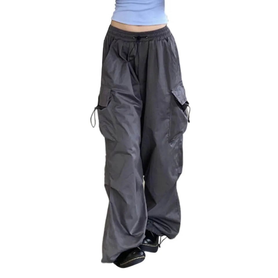 Harajuku Parachute Pants Y2K Streetwear Wide Leg Baggy Cargo Trousers  Female Hippie Korean Style Jogging Sweatpants - AliExpress