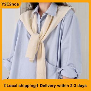 【Local shipping】 Korean Knitted Shawl Air-conditioned Room Female Blouse Shoulders Collar Cape Knotted Scarf Solid Color Neck Guard Scarve