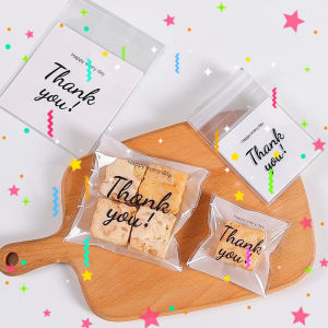 100Pcs OPP bag Clear Self Sealing Cellophane Bags Gifts bag Cookie Bags Resealable Cellophane Bag for Packaging Cookies Favors Products Candy