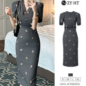 ZYHT EraVogue เดรสผู้หญิง เดรสสีเทา เดรสสูท เดรสแขนพอง เดรสทำงาน เดรสไฮโซ เดรสวินเทจ เดรสออกงาน เดรสปาร์ตี้ ชุดราตรี 50915