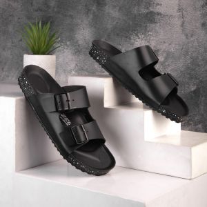 Sandal Pria Casual DENZEL DZ 101 Black - Sandal Puyuh Slide
