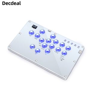 Decdeal Game Controller 16 Keys SOCD Custom RGB Leverless Controller Translucent Turbo Function Ultra Low Latency Wide Compatibility Acrylic for PC