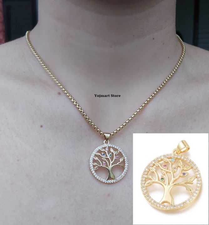 Fengshui Money Tree of Life Love and Compassion Necklace Long-Lasting  Plated White Golden Pendants Vermiel Gold Filled Real 18k Gold Non Fading  Non