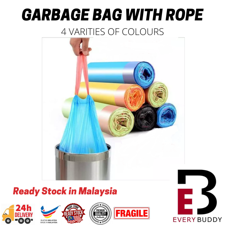 6 Colors 15 pcs per roll 45 cm x 50 cm Garbage Bag with drawstrings
