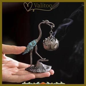 [Valitoo] Crane Incense Holder Stove Lotus Incense Antique Alloy Lotus Hanging Stove Tea Ceremony Craft Household Decoration