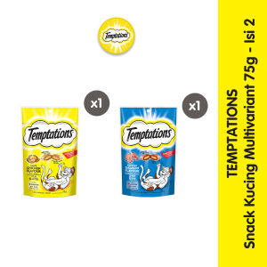 TEMPTATIONS™ Makanan Kucing Kering - Snack Kucing Rasa Tuna dan Ayam (2-Pack) 75g