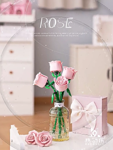 Flower Bouquet Building Blocks Artificial Flowers Block for Stress Reduce Calming and Relaxation Building Kits for Home