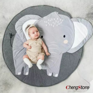 Cartoon Baby Crawling Mat Floor Playmat 爬行垫 - Animal Print Kids Game Mat Round Play Rug 90CM