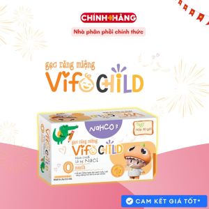 Gạc rơ lưỡi Vifochild Hộp 30 gói Làm sạc răng lưỡi nước và khoang miệng cho bé Baby từ 6 tháng