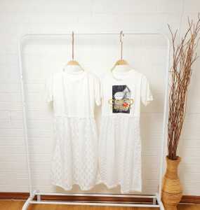 1014 COCO Dress Putih Grosir 50 spandek rayon kombinasi brokat  import tebal adem Tunik Aesthetic Terbaru Korean Stlyle