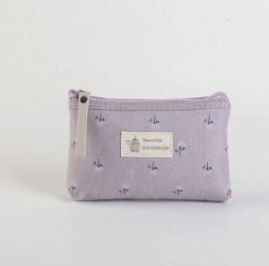 Túi đựng đồ trang điểm vải nhỏ gọn màu hồng baby